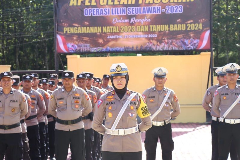 Personil Jajaran Polres Aceh Besar Menggelar Apel Siaga Pasukan Operasi Pengamanan Nataru tahun 2023