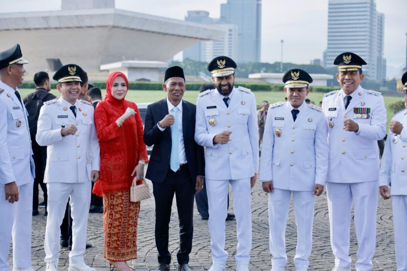 Gubernur Aceh Muzakir Manaf dan Wakil Gubernur Fadhlullah menghadiri prosesi pelantikan para kepala daerah terpilih dalam Pilkada Serentak 2024 di Istana Kepresidenan, Jakarta, Kamis (20/02/2025).